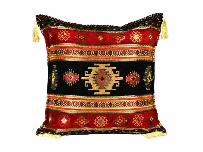 Turkish Cushion Cover Aztec - Black Red Textile Sydney Grand Bazaar 