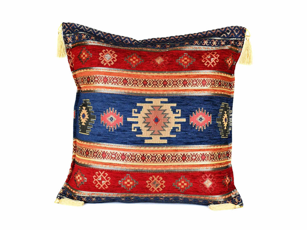 Turkish Cushion Cover Aztec - Blue Red Textile Sydney Grand Bazaar 