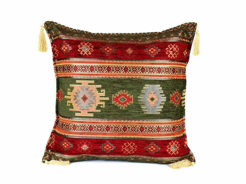Turkish Cushion Cover Aztec - Dark Green Red Textile Sydney Grand Bazaar 