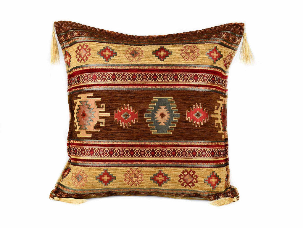 Turkish Cushion Cover Aztec Golden Brown Textile Sydney Grand Bazaar 