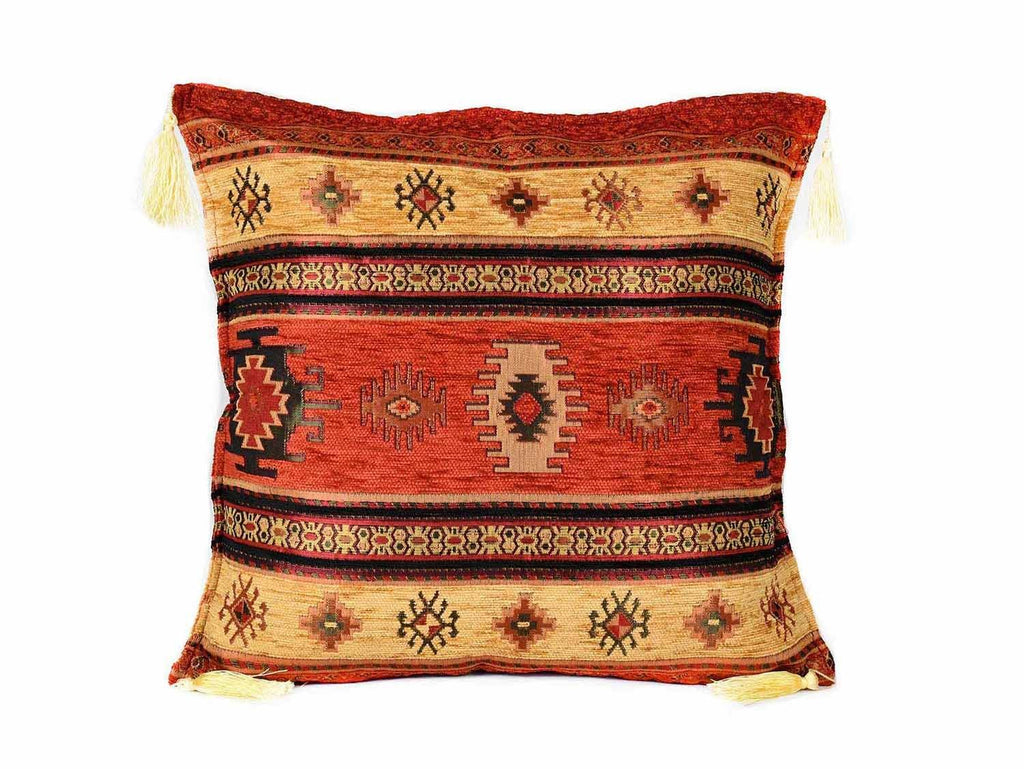 Turkish Cushion Cover Aztec Golden Brown Rusty Orange Textile Sydney Grand Bazaar 