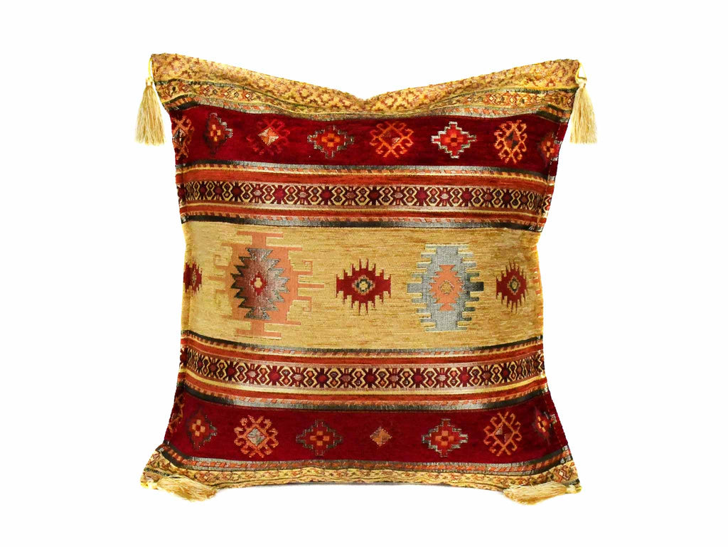 Turkish Cushion Cover Aztec - Golden Red Textile Sydney Grand Bazaar 