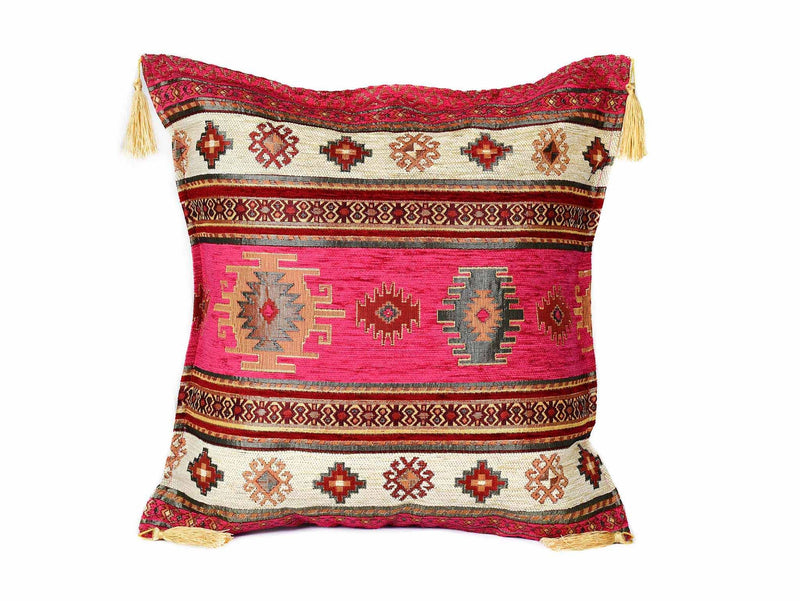 Turkish Cushion Cover Aztec Hot Pink White Textile Sydney Grand Bazaar 