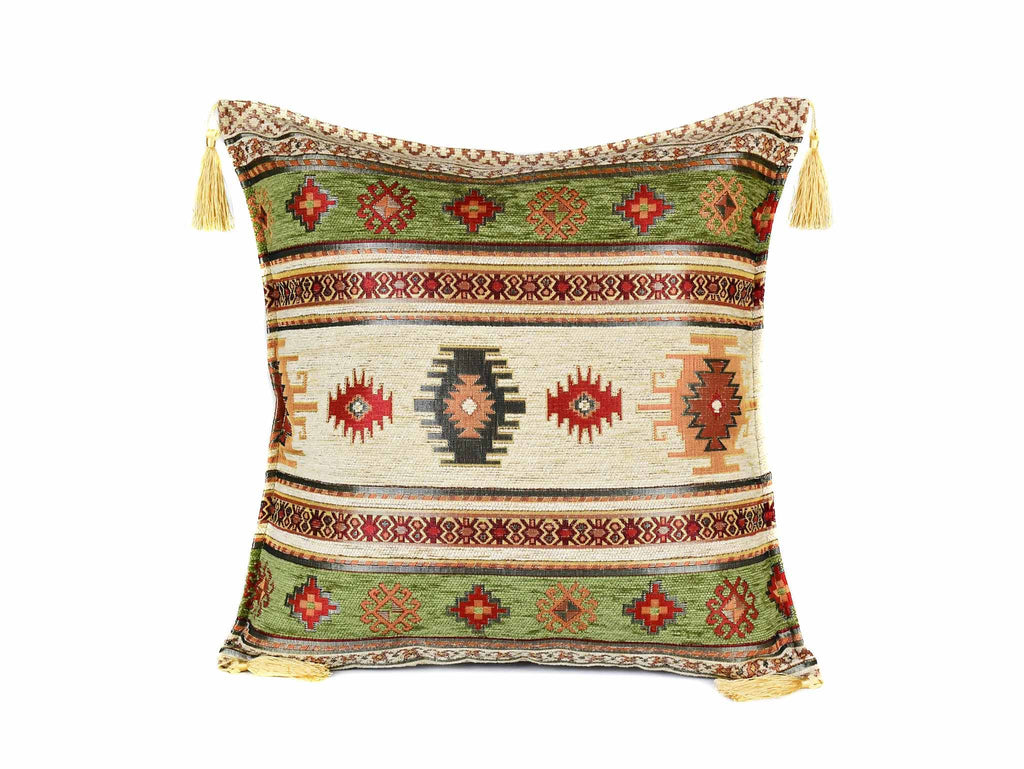 Turkish Cushion Cover Aztec - Light Green Cream Textile Sydney Grand Bazaar 