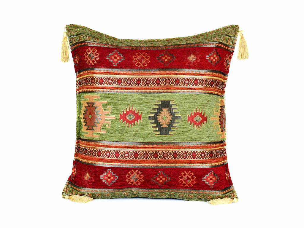 Turkish Cushion Cover Aztec - Light Green Red Textile Sydney Grand Bazaar 