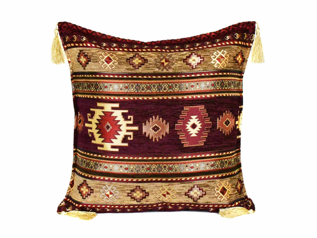Turkish Cushion Cover Aztec - Maroon Brown Textile Sydney Grand Bazaar 
