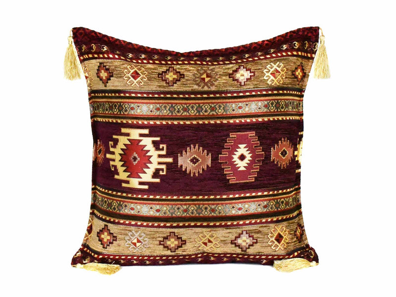 Turkish Cushion Cover Aztec - Maroon Brown Textile Sydney Grand Bazaar 