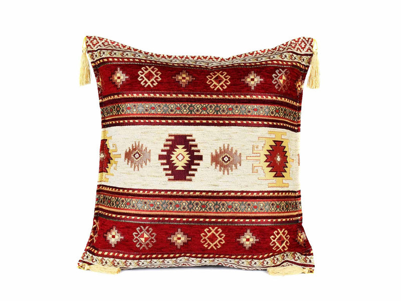 Turkish Cushion Cover Aztec - Red Cream Textile Sydney Grand Bazaar 