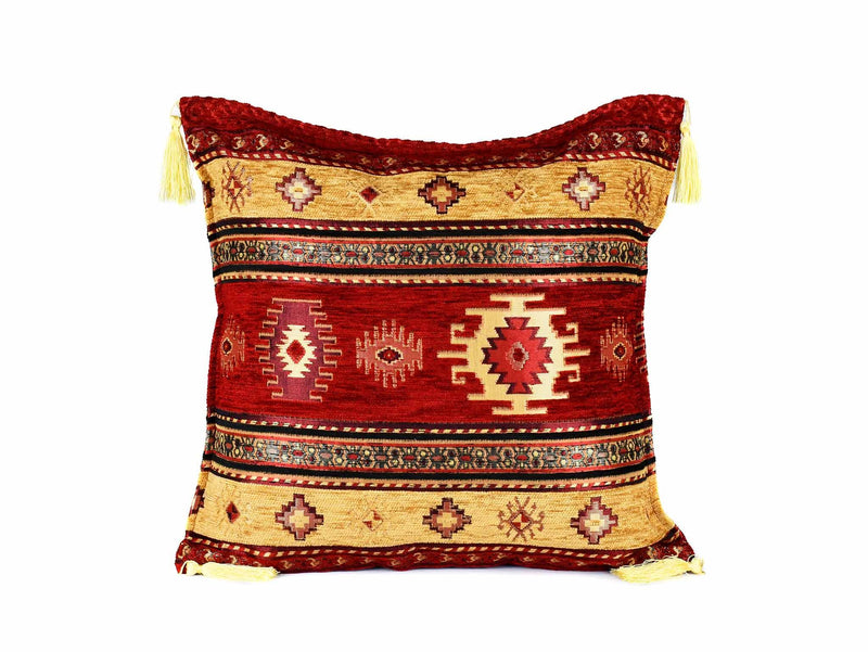Turkish Cushion Cover Aztec Red Golden Brown Textile Sydney Grand Bazaar 
