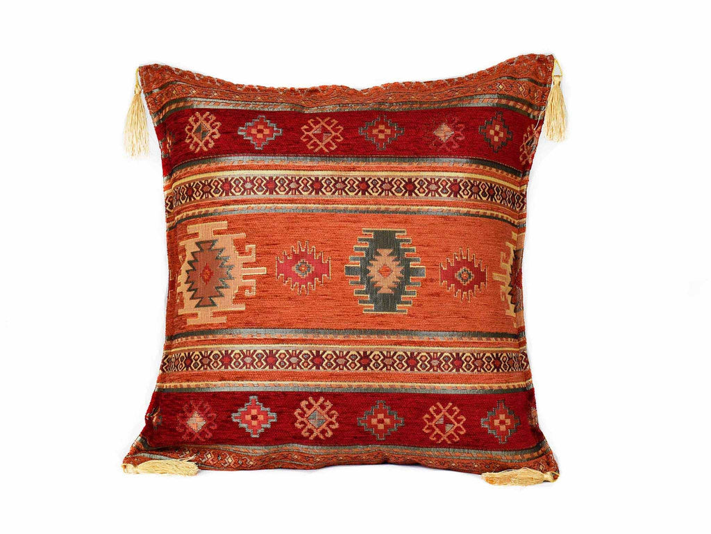 Turkish Cushion Cover Aztec Red Rusty Orange Textile Sydney Grand Bazaar 