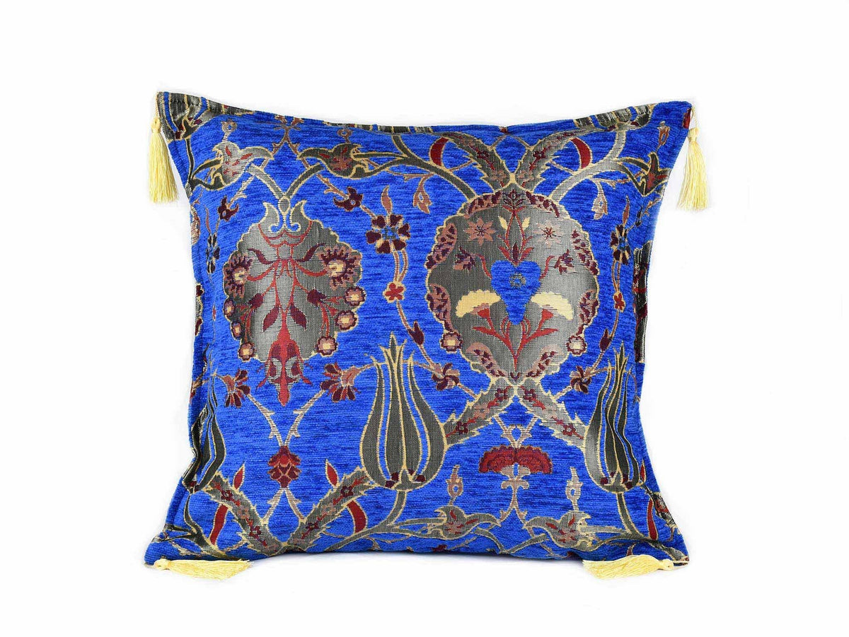 Turkish Cushion Cover Flower Bright Blue Textile Sydney Grand Bazaar 