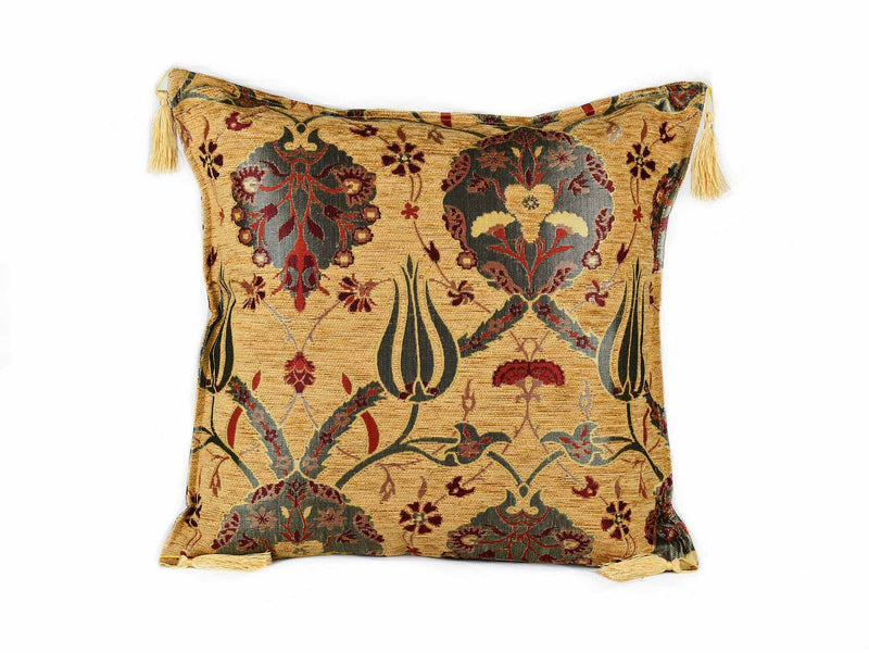 Turkish Cushion Cover Flower Golden Brown Textile Sydney Grand Bazaar 
