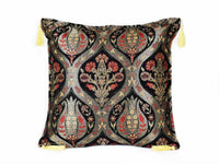Turkish Cushion Cover Tulip Carnation Black Textile Sydney Grand Bazaar 