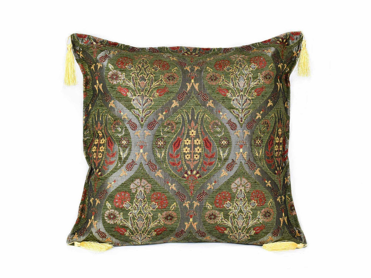 Turkish Cushion Cover Tulip Carnation Dark Green Textile Sydney Grand Bazaar 