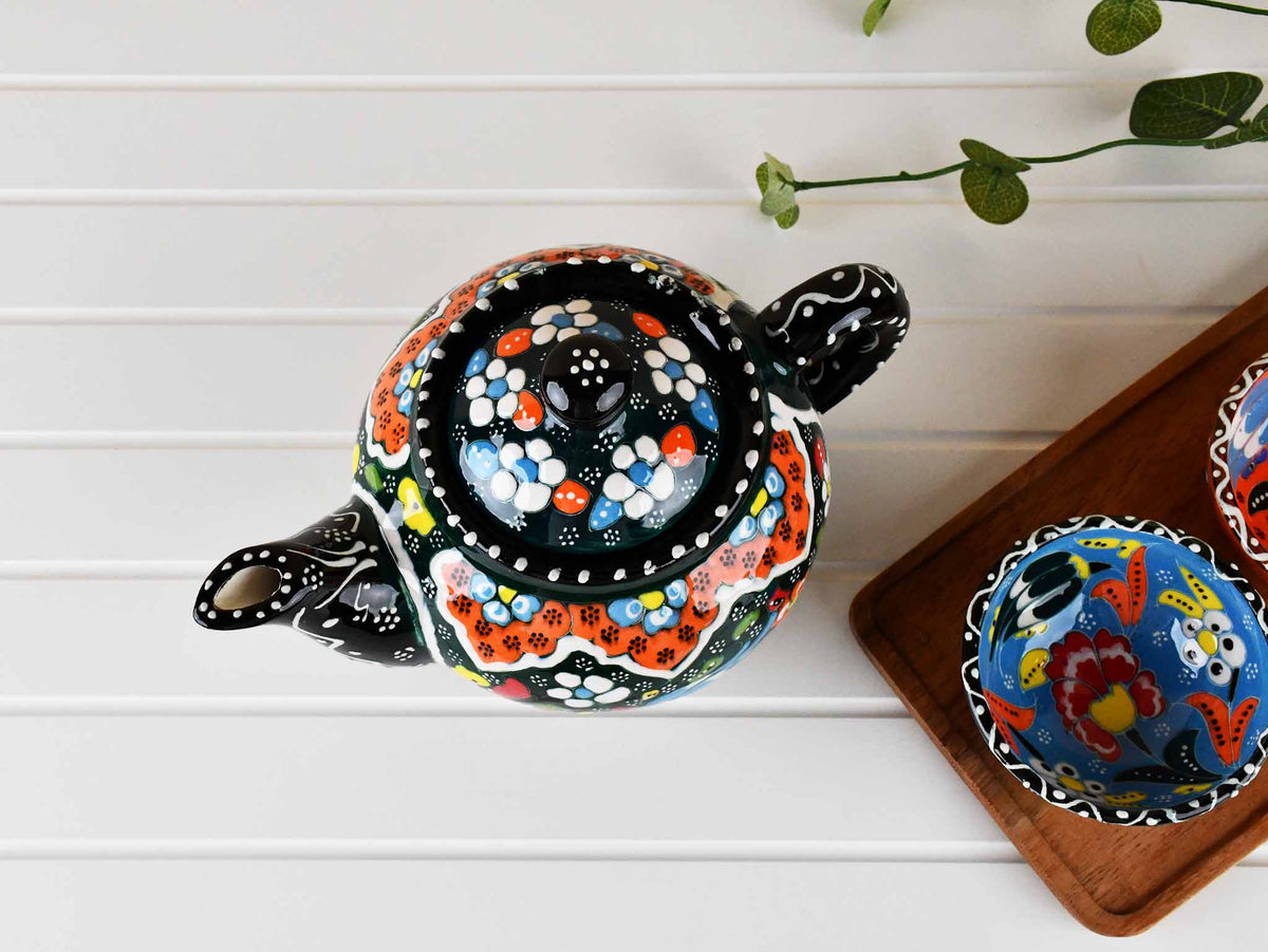 Turkish Decorative Teapot Small Flower Collection Green Ceramic Sydney Grand Bazaar 