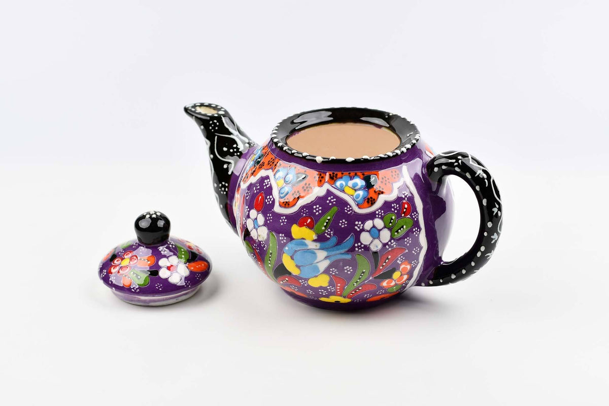 Turkish Decorative Teapot Small Flower Collection Purple 2 Ceramic Sydney Grand Bazaar 