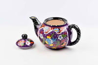 Turkish Decorative Teapot Small Flower Collection Purple 2 Ceramic Sydney Grand Bazaar 