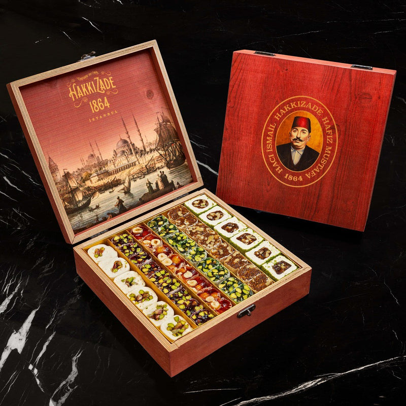 Turkish Delight Mixed Flavours Green Wooden Box