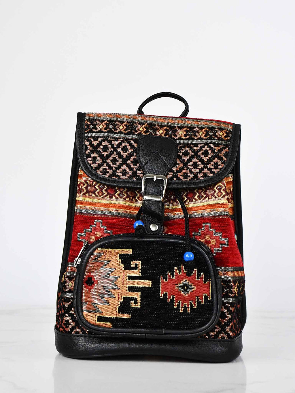 Turkish Handbag Backpack Aztec Black Red Textile Sydney Grand Bazaar 