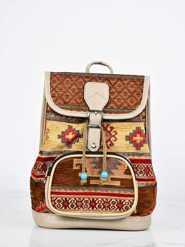 Turkish Handbag Backpack Aztec Golden Brown Textile Sydney Grand Bazaar 