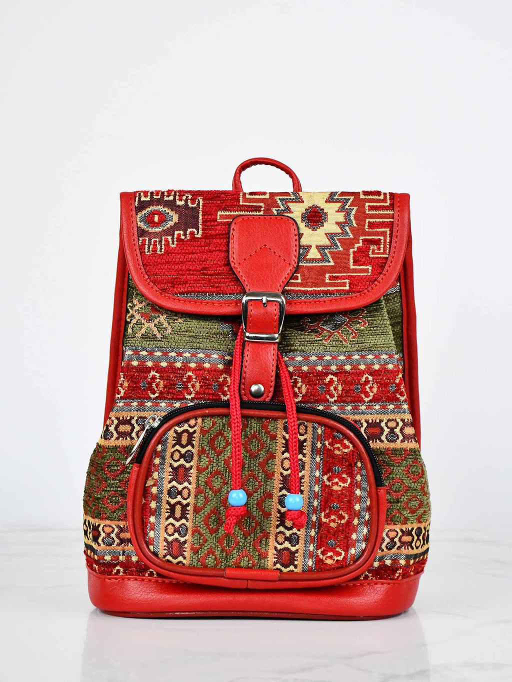 Turkish Handbag Backpack Aztec Green Red Textile Sydney Grand Bazaar 
