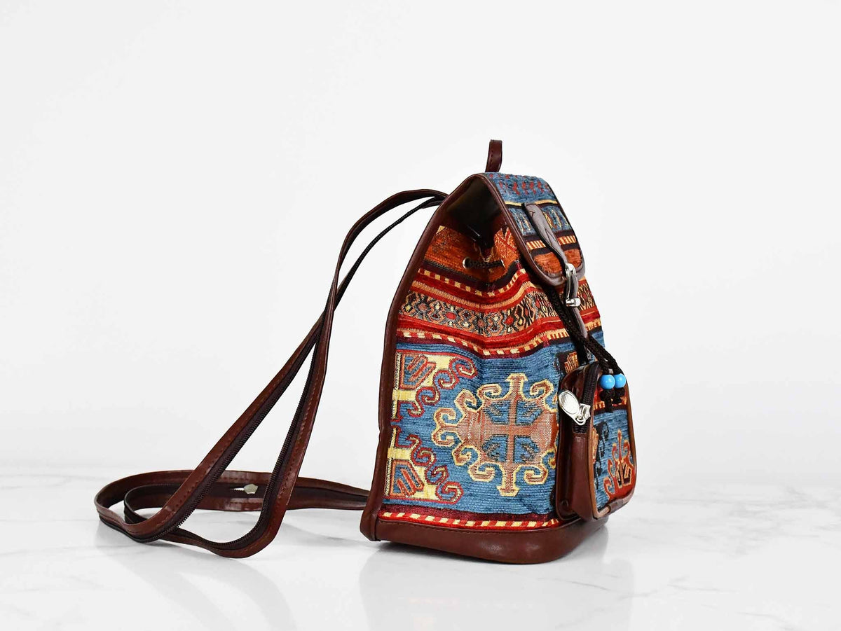 Turkish Handbag Backpack Aztec Light Blue Rusty Textile Sydney Grand Bazaar 