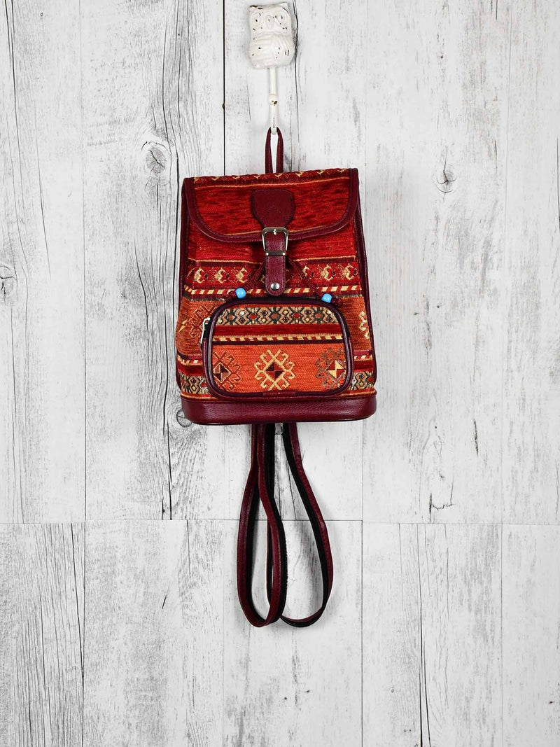 Turkish Handbag Backpack Aztec Red Rusty Textile Sydney Grand Bazaar 