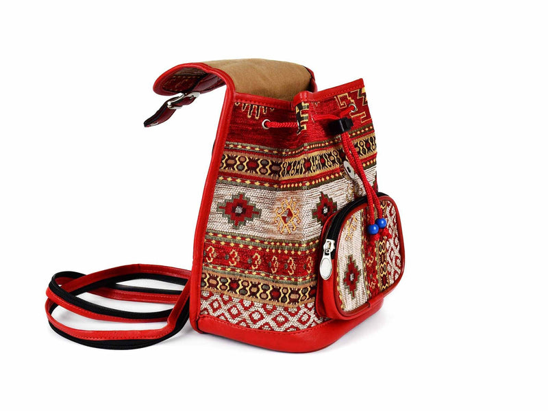 Turkish Handbag Backpack Aztec Red White Textile Sydney Grand Bazaar 