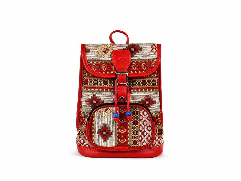Turkish Handbag Backpack Aztec Red White Textile Sydney Grand Bazaar 