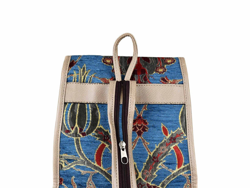 Turkish Handbag Backpack Flower Light Blue Textile Sydney Grand Bazaar 