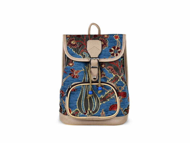 Turkish Handbag Backpack Flower Light Blue Textile Sydney Grand Bazaar 