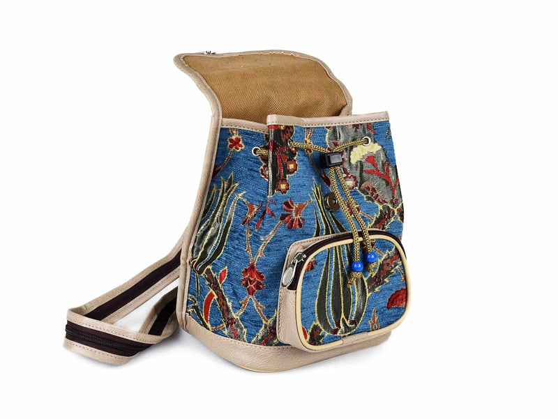Turkish Handbag Backpack Flower Light Blue Textile Sydney Grand Bazaar 