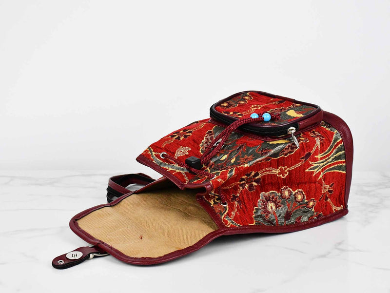 Turkish Handbag Backpack Flower Red Textile Sydney Grand Bazaar 