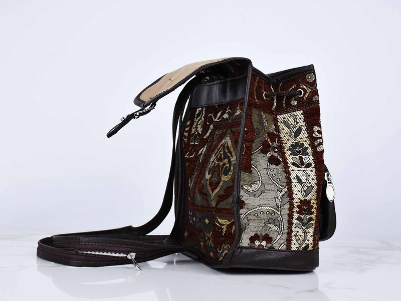Turkish Handbag Backpack Patchwork Design Brown Textile Sydney Grand Bazaar 