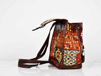 Turkish Handbag Backpack Patchwork Design Red Rusty Textile Sydney Grand Bazaar 