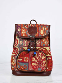 Turkish Handbag Backpack Patchwork Design Red Rusty Textile Sydney Grand Bazaar 2 