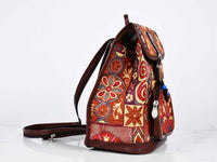 Turkish Handbag Backpack Patchwork Design Red Rusty Textile Sydney Grand Bazaar 