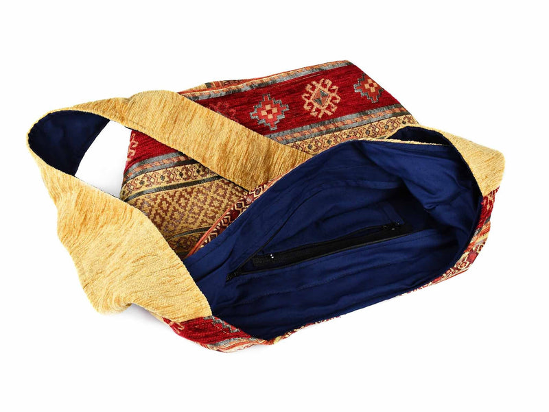Turkish Handbag Shoulder Aztec Golden Brown Red Textile Sydney Grand Bazaar 