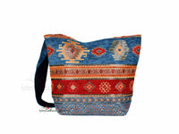Turkish Handbag Shoulder Aztec Light Blue Red Textile Sydney Grand Bazaar 