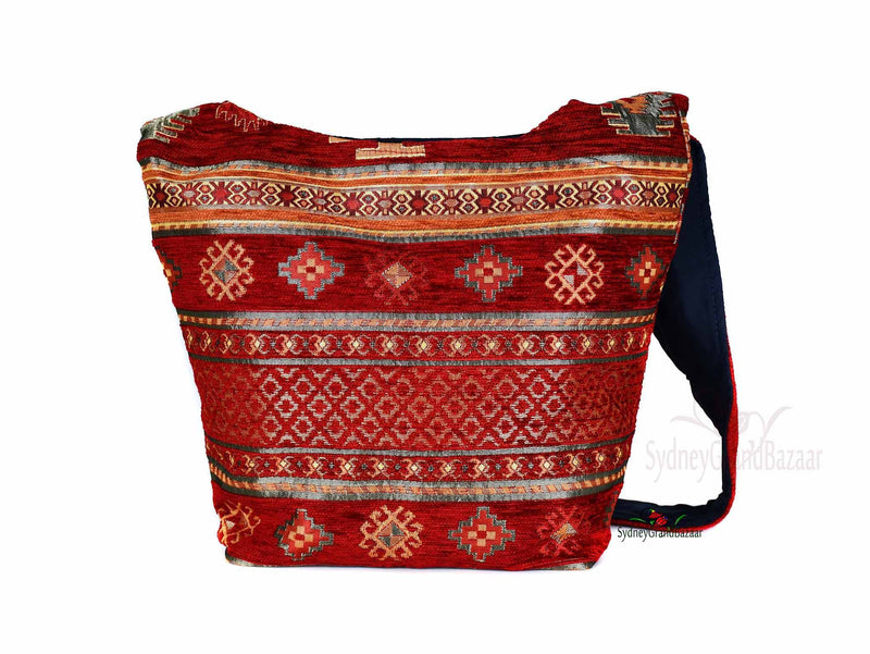 Turkish Handbag Shoulder Aztec Red Textile Sydney Grand Bazaar 