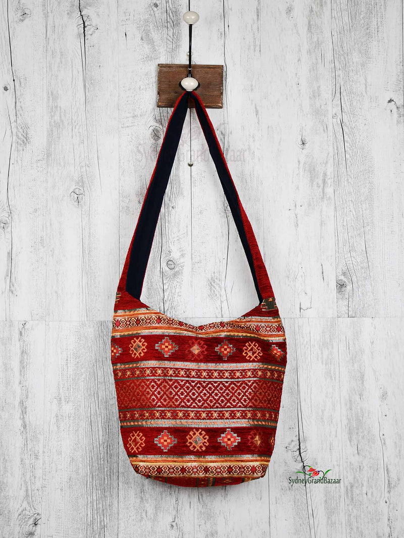 Turkish Handbag Shoulder Aztec Red Textile Sydney Grand Bazaar 