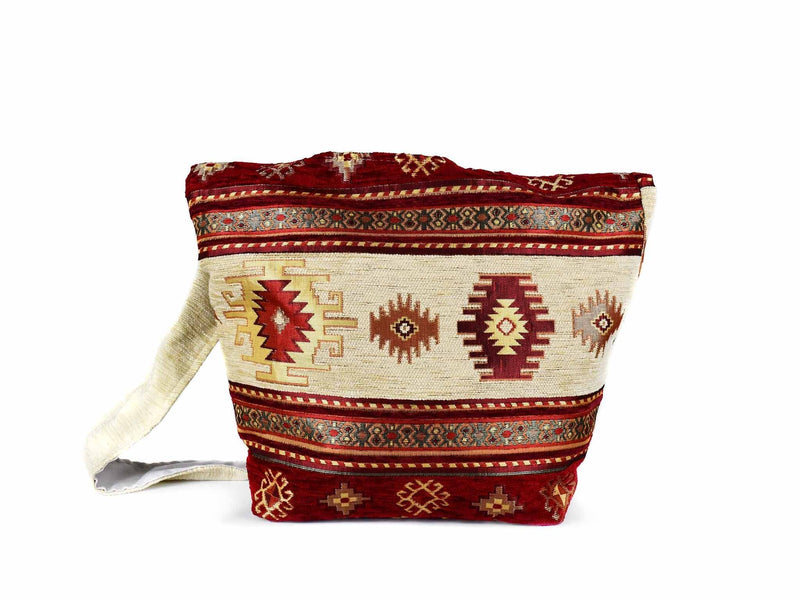 Turkish Handbag Shoulder Aztec Red Beige Textile Sydney Grand Bazaar 
