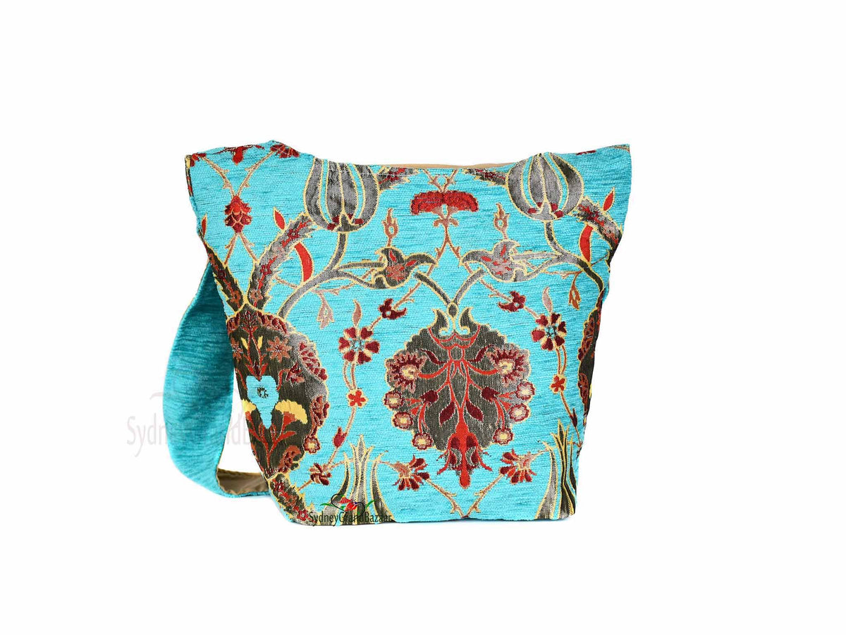 Turkish Handbag Shoulder Flower Turquoise Textile Sydney Grand Bazaar 