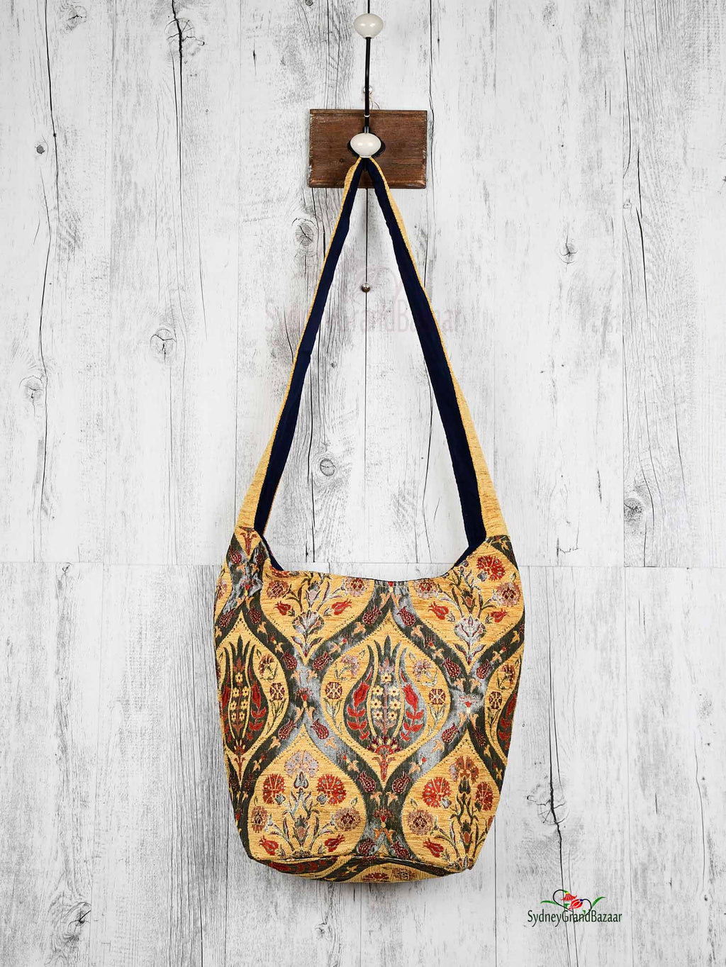 Turkish Handbag Shoulder Tulip Carnation Golden Brown Textile Sydney Grand Bazaar 