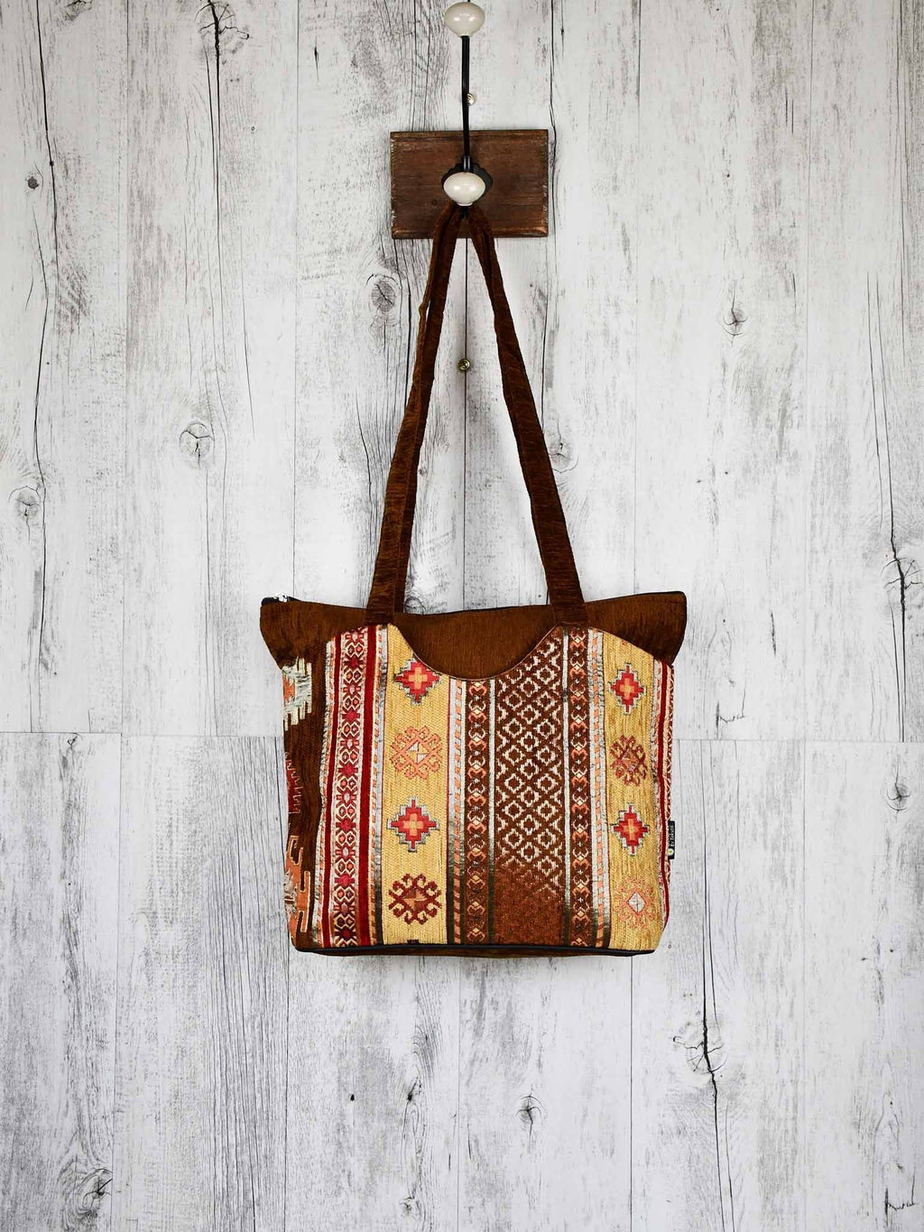 Turkish Handbag Tote Aztec Brown Textile Sydney Grand Bazaar 