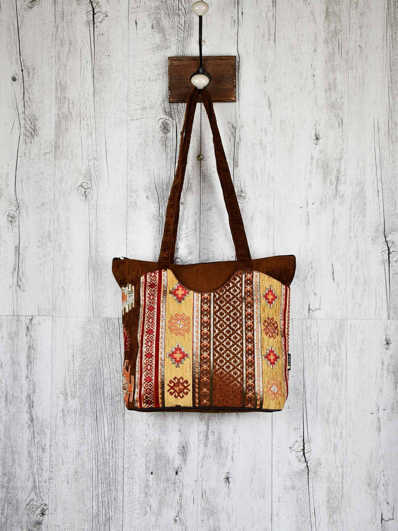 Turkish Handbag Tote Aztec Brown Textile Sydney Grand Bazaar 