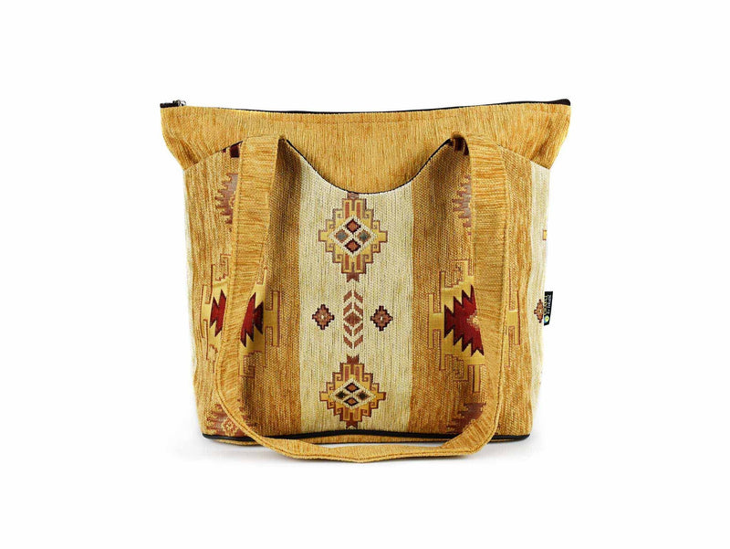 Turkish Handbag Tote Aztec Golden Brown Textile Sydney Grand Bazaar 