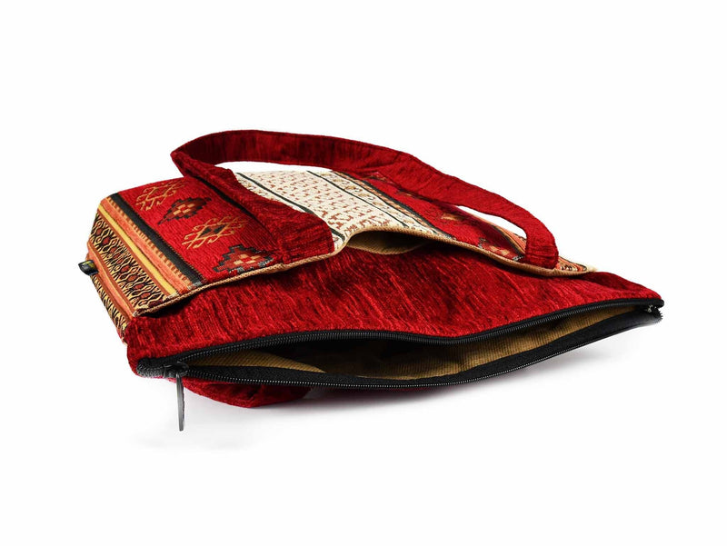 Turkish Handbag Tote Aztec Red Beige Textile Sydney Grand Bazaar 