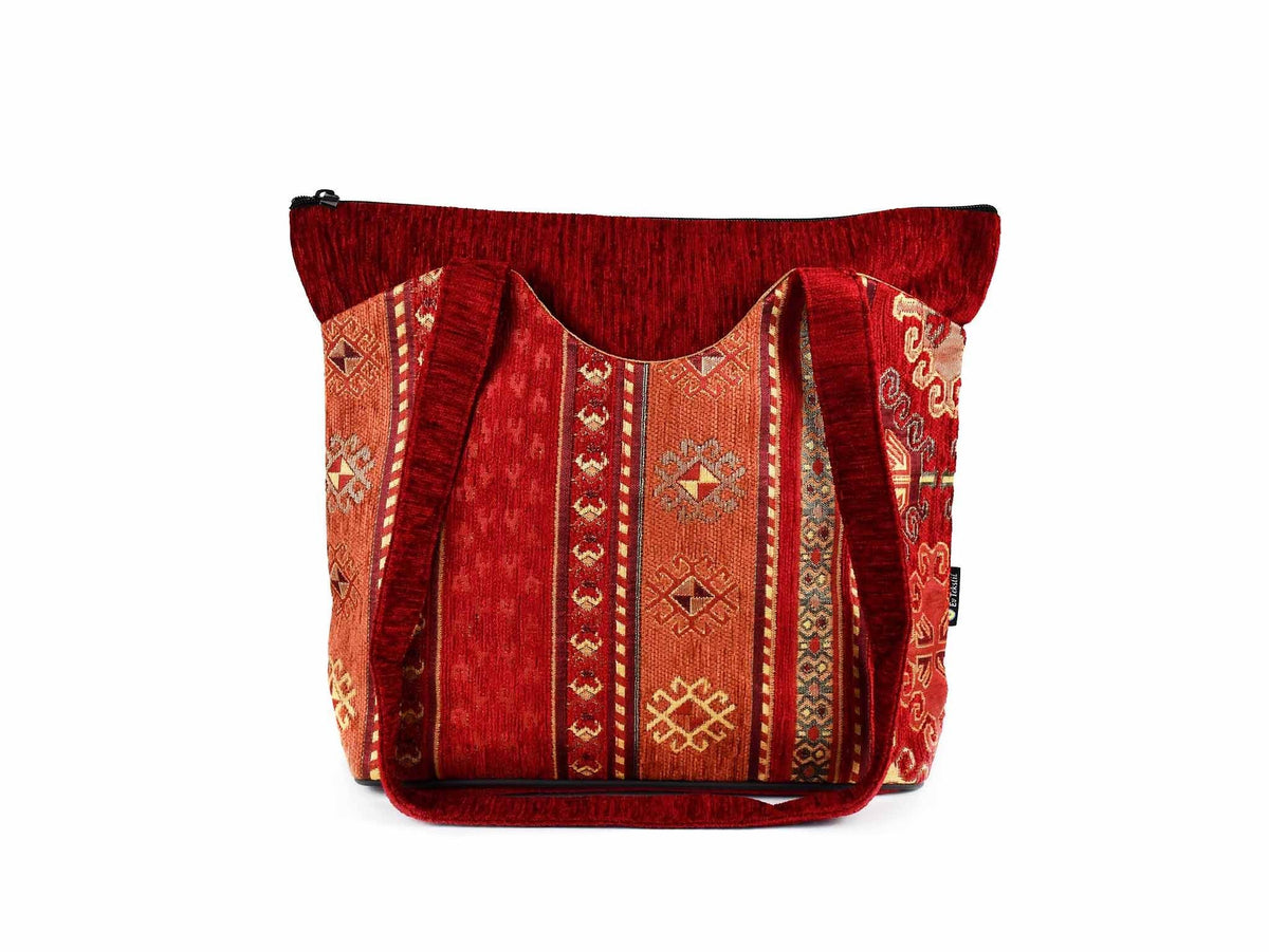 Turkish Handbag Tote Aztec Red Rusty Textile Sydney Grand Bazaar 