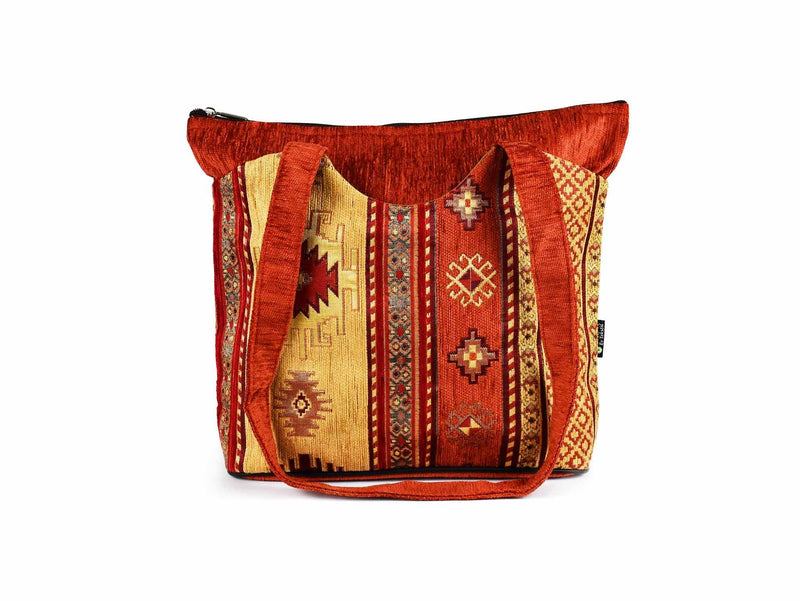 Turkish Handbag Tote Aztec Rusty Orange Textile Sydney Grand Bazaar 